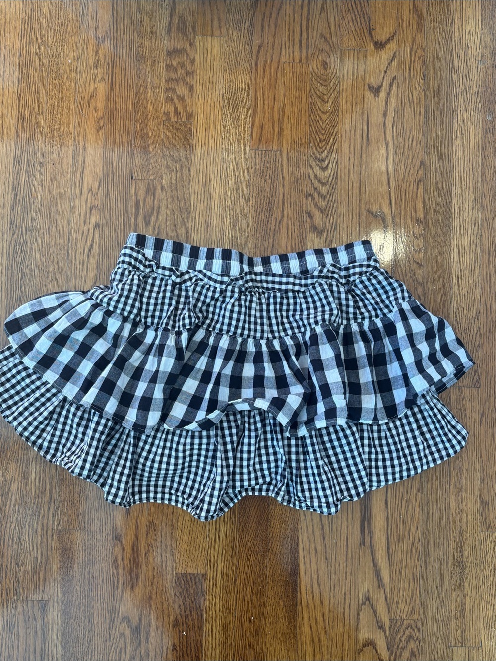 Day + Moon Boutique Black & White Gingham Layered Ruffle Skirt - Picture 3 of 3